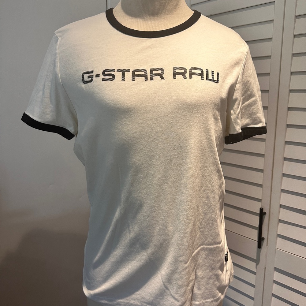 G-Star White Tee with Black Trim